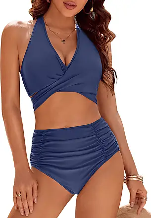 BLUEMING Two Piece Swimsuits for Women Tummy Control Tankini Bathing Suits  One Shoulder Tankini Top with Bikini Bottoms : : Clothing, Shoes 