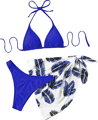 SOLY HUX Women's 3 Piece Swimsuits Print Halter Triangle Tie Side Bikini  Bathing Suit with Cover Up Beach Skirt : : Clothing, Shoes 