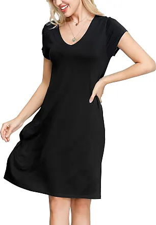 Plus Size Maxi Dresses Women Black Casual Tshirt Pockets Summer