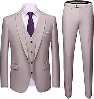 YND Herren Slim Fit 2-teiliger Anzug Hose Set mit Krawatte solide Jacke zweireihig 