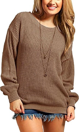 Crazy Girls Womens Ladies Baggy Long Sleeve Knitted Plain Chunky Top Sweater Jumper S-XL 
