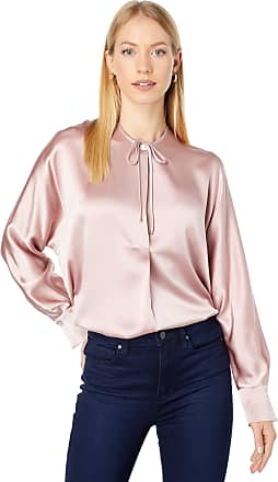 Womens Tops Vince Tops Vince Drape Silk Blouse in Pink Black - Save 1% 
