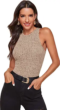 SOLY HUX Women's Mock Turtle Neck Tops Sexy Ribbed Knit Sleeveless Tank  Tops Basic Slim Fitted Shirts : : Clothing, Shoes & Accessories