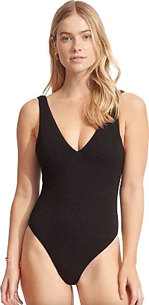 Seafolly Sea Dive Deep V-Neck One-Piece Swimsuit