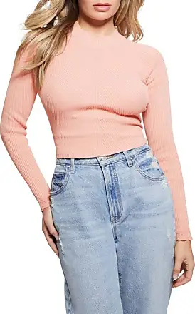 Open Back Crop Top Long Sleeve Women - Light Denim