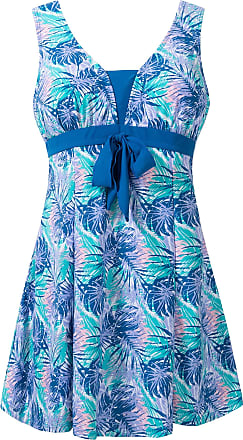Wantdo Womens Plus Size Swim Dress Modest Swimsuit Vintage Peacock One Piece Swimwear 