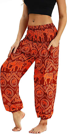HYSGM Men Women Unisex Bohemian Colorful Printed Casual Loose Hippy Yoga Trousers Harem 