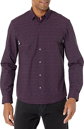 Calvin Klein Mens Dress Shirt Slim Fit Everyday Active 4-Way Stretch Print, Merlot Multi, XX-Large