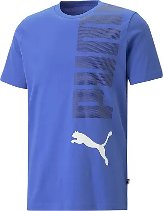 Cotton Blue Puma Mens Round Neck T-Shirt