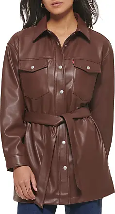 Levi's Women's Faux Leather Lightweight Dad Bomber Jacket, Chocolate Brown,  X-Small at  Women's Coats Shop