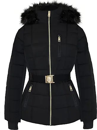 Michael Kors Michael Women's Shine Belted Faux-fur-trim Hooded Puffer Coat  In Husk