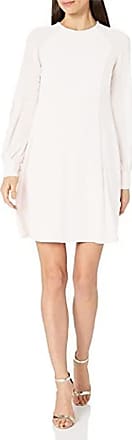Calvin Klein Womens A-line Dress with Illusion Cuff Sleeve, Cream, 8