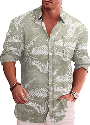 Buy COOFANDY Mens Hawaiian Shirt Sets Floral Cuban Collar Button Down Shirt  Suit, Brown Leaves - Cuban Collar, Large at