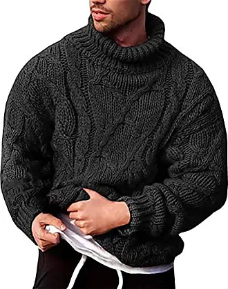 Pull noir sans capuche en tricot pour homme - Vintage - Pour homme - Col  rond - Col rond - Manches longues - Pull de Noël, A blanc., M : :  Mode