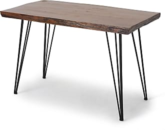 Christopher Knight Home Chana Industrial Faux Live Edge Rectangular Dining Table, Natural / Black
