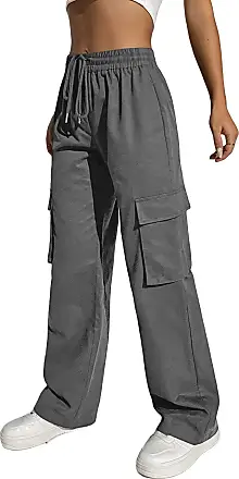 Buy SOLY HUX Women's High Waisted Pocket Side Denim Pants Straight Leg Cargo  Jeans Black XS at