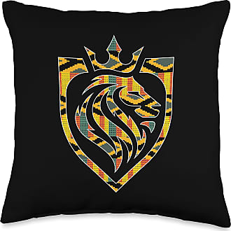 Multicolor African Lion with Crown Throw Pillow 16x16 Afro Pride Merch King 