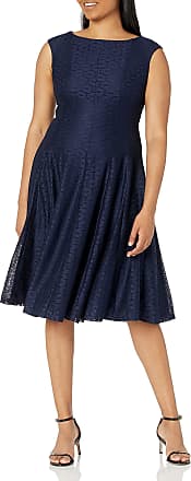 Gabby Skye Womens Cap Sleeve Lace Dress, Navy/Navy, 8