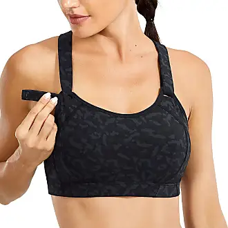 SYROKAN Women's High Impact Front Fastening Sports Bra Wirefree Padded Bras  with Adjustable Straps Stone Gray 34C : : Fashion