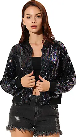 Cray Girls Womens Ladies Sequin Bomber Jacket Zip Up Stylish Party Bling  Baseball Biker Coat Outwear UK 8-18 (8-10, Rainbow) : : Fashion