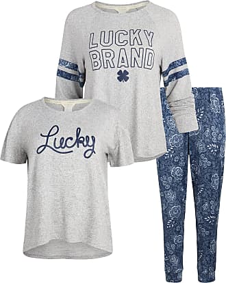 Lucky Brand 4 Piece Pajama Set Gray and Blue Stars