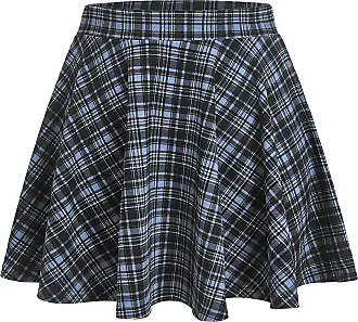  Romwe Women's Plus Size Plaid Skater Skirt Elastic High Waisted  A Line Swing Short Skirts Black 0XL : Clothing, Shoes & Jewelry