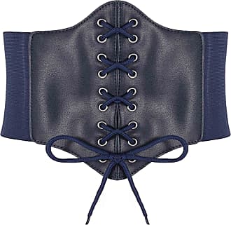 Scarlet Darkness Women Faux Leather Corset Waist Belt Elastic Wide Underbust  Corset Lace Up Steampunk Waspie Belt for Halloween Black S at   Women's Clothing store