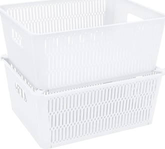 Simplify 2 Stack Slide Storage Tote Baskets White