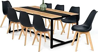 IDMARKET Table à manger DOVER 4 personnes bande centrale noire design  industriel 120 cm - Cdiscount Maison