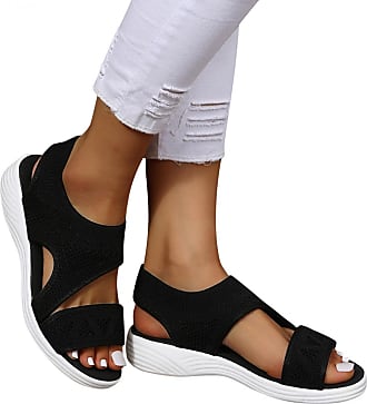 ALOVEWE 2020 Fashion Women Orthopedic Open Toe Sandals Comfy Vintage Anti-Slip Breathable Wedges Flip Flop Soft Leather Cross Strap Platform Ladies Sandal 
