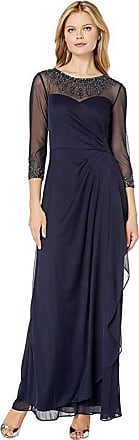 Alex Evenings Long A-Line Dress with Beaded Sweetheart Illusion Neckline