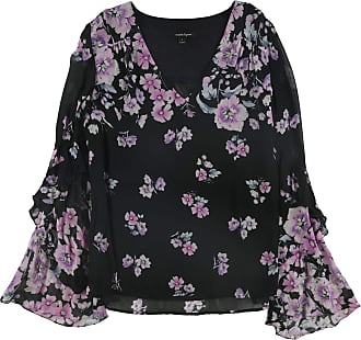 Nanette Lepore black blouse floral print