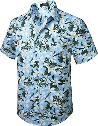 Mens Shirts Hit Color Tropical Hawaiian Paisley Print Collar Short Sleeve Loose Casual Henley Holiday Top 