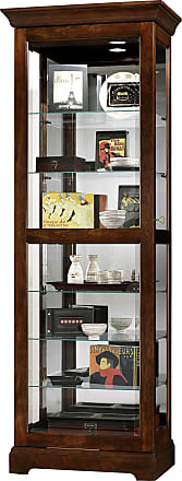 Windsor Cherry Finish Home Decor Display Case with Locking Slide Door & Light Switch Howard Miller Betzig Curio Cabinet 547-157 Five Glass Shelves