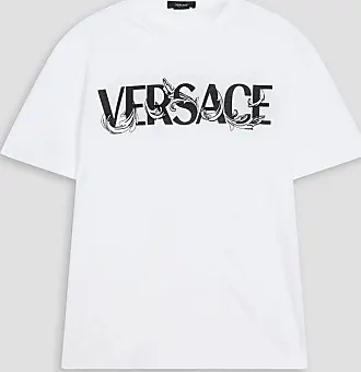 Versace Men's Cotton Blend Logo Graphic Tees, Pack of 2 Black