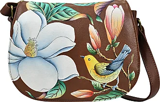 Hand-Painted Leather Cross Body Bag - Birds