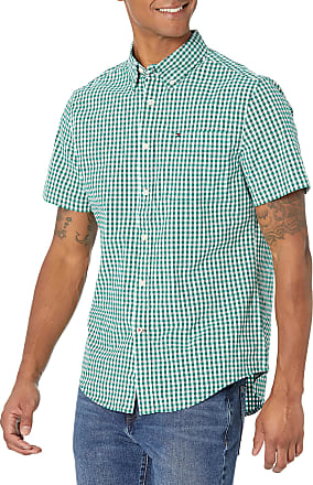 HUTSPAH Shirt Green Crazy Pattern Short Sleeve Mens XL