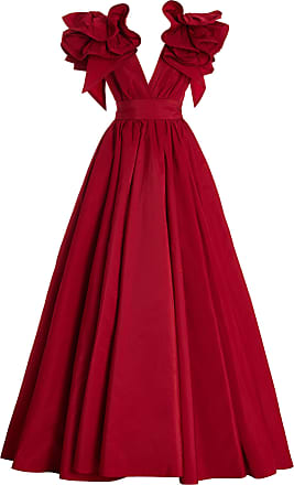 Elie Saab Womens Exclusive Ruffled Taffeta Gown - Red - Moda Operandi