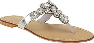 SheSole Ladies Slip on Sandals Flat Rhinestone Summer Beach Wedding Shoes for Women