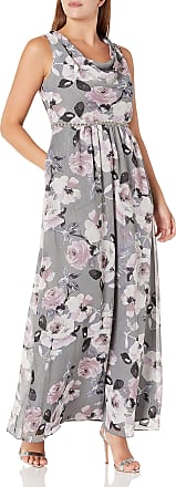 S.L. Fashions Womens Sleeveless Bead Waist Maxi Dress, Grey/Multi, 10