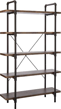 Christopher Knight Home Clint Faux Wood Industrial Five Tier Shelf, Finish, Dark Brown Texture Brown