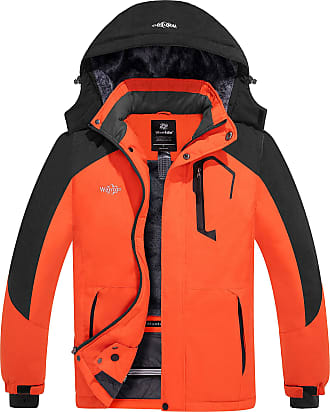 Wantdo Mens Waterproof Fleece Jacket Running Jacket Windproof Thicken Warm Coat 