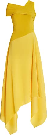 AZ FACTORY Womens x Thebe Magugu Asymmetric Knit and Plissé Maxi Dress - Yellow - Moda Operandi