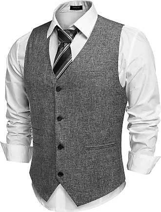 COOFANDY Men's Leather Vest Casual Western Vest Jacket Lightweight V-Neck  Suit Vest Waistcoat