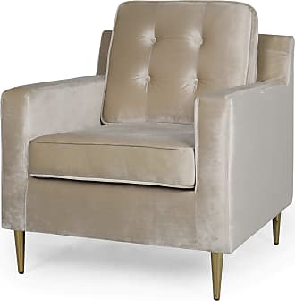 Christopher Knight Home Warren Modern Glam Tufted Velvet Club Chair, Champagne, Gold