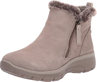 skechers suede zip ankle boot with faux fur