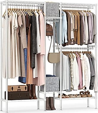 SONGMICS Freestanding Closet Organizer, Portable Wardrobe with Hanging Rods, Clothes Rack