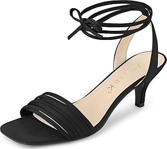 Allegra K Women's Kitten Heel Ankle Strap Sandals Shoes 