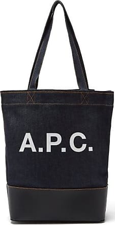 A.P.C. Axel Logo-Print Denim and Leather Tote Bag