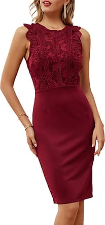 Grace Karin Womens Floral Lace Bodycon Cocktail Dress Slim Elegant Evening Party Dress Wear to Work Dresses Wine XXL